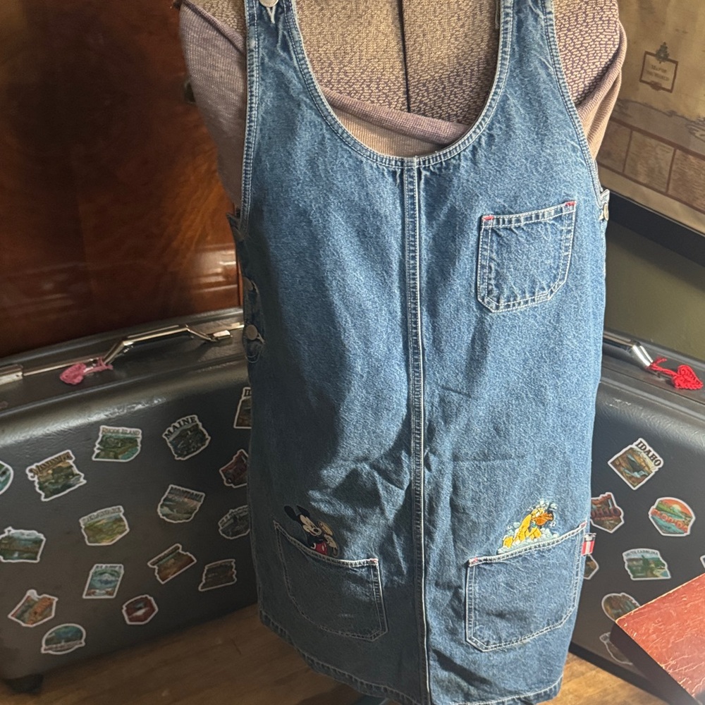 Vintage 90s Mickey Unlimited Denim Overall Dress - Size L